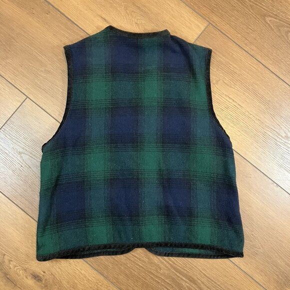 Jay Peters Vintage Green/Navy Tartan Plaid Print Button-up Vest Size L - Picture 2 of 8